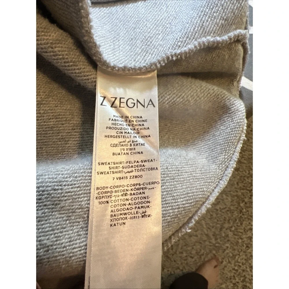 Z Zegna Mens SweatJacket Full Zip Size XXL Light Gray Zip Pockets Polyester